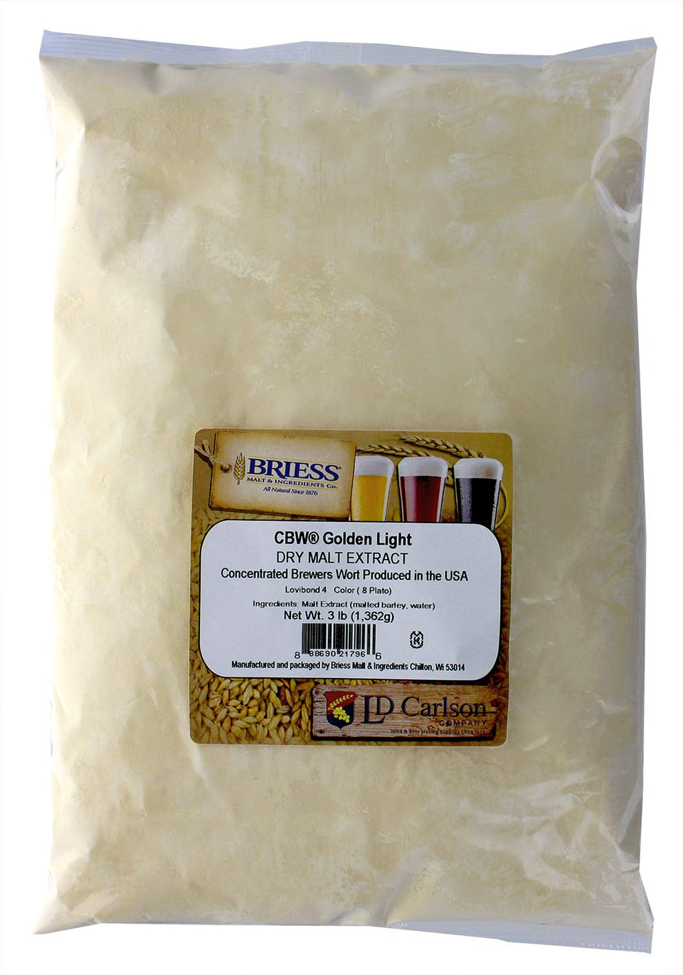 Briess Light Dry Malt Extract 3lbs pouring, easy base for homebrewing