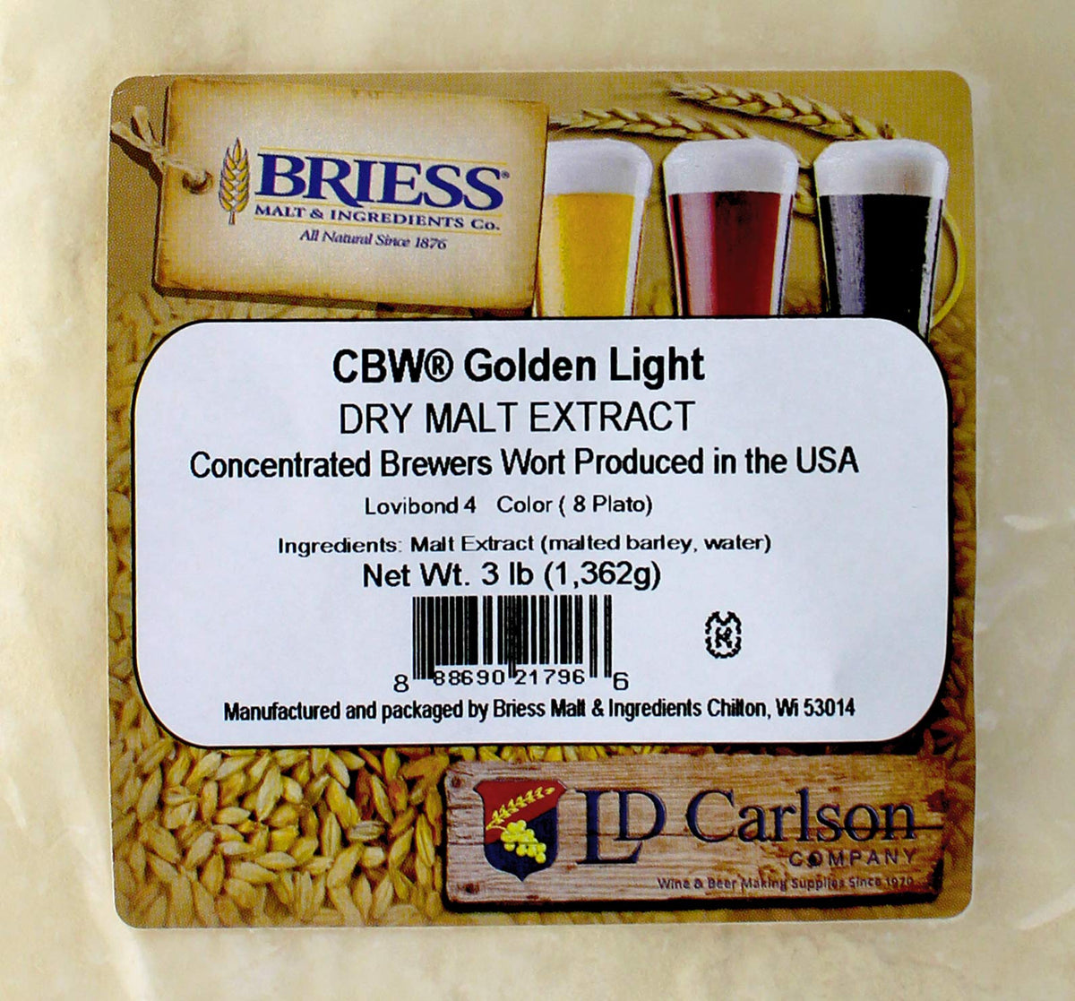 Briess Light Dry Malt Extract 3lbs starter setup for brewing batches