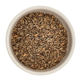 Briess Rye Malt 5lb brown grains closeup highlights toasted kernels ideal for roggen styles.