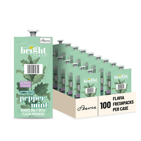 The Bright Tea Co. Peppermint Freshpack box for Flavia brewers, ready to brew