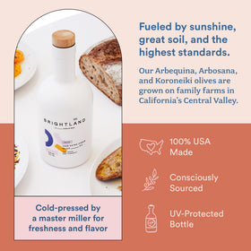 Brightland Alive glass bottle with UV coating protecting flavor and freshness.