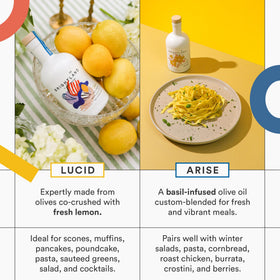 Brightland Arise Basil Olive Oil bottle delivers fresh herb aroma for pasta and salads.