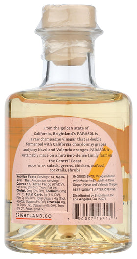 Brightland Citrus Parasol bottle label highlights premium champagne vinegar for marinades
