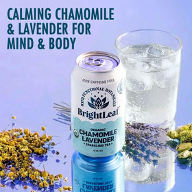 Close-up of amber BrightLeaf tea highlighting lavender aroma for unwinding
