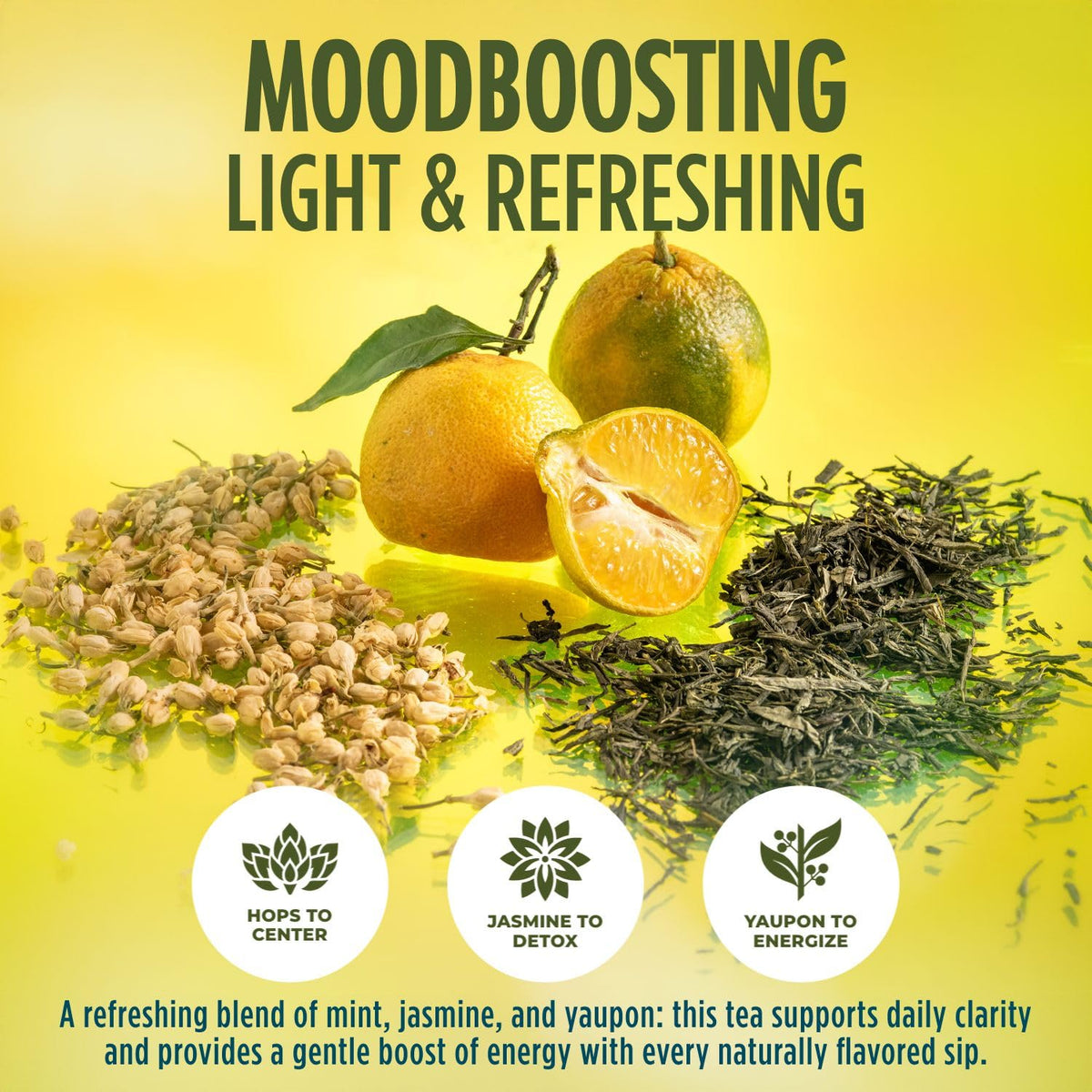 BrightLeaf Citrus Jasmine Sparkling Tea can on ice suggests cooling refreshment.