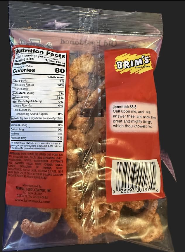 Close-up of BRIM Cracklin Dippers with attached skin highlighting savory crunch