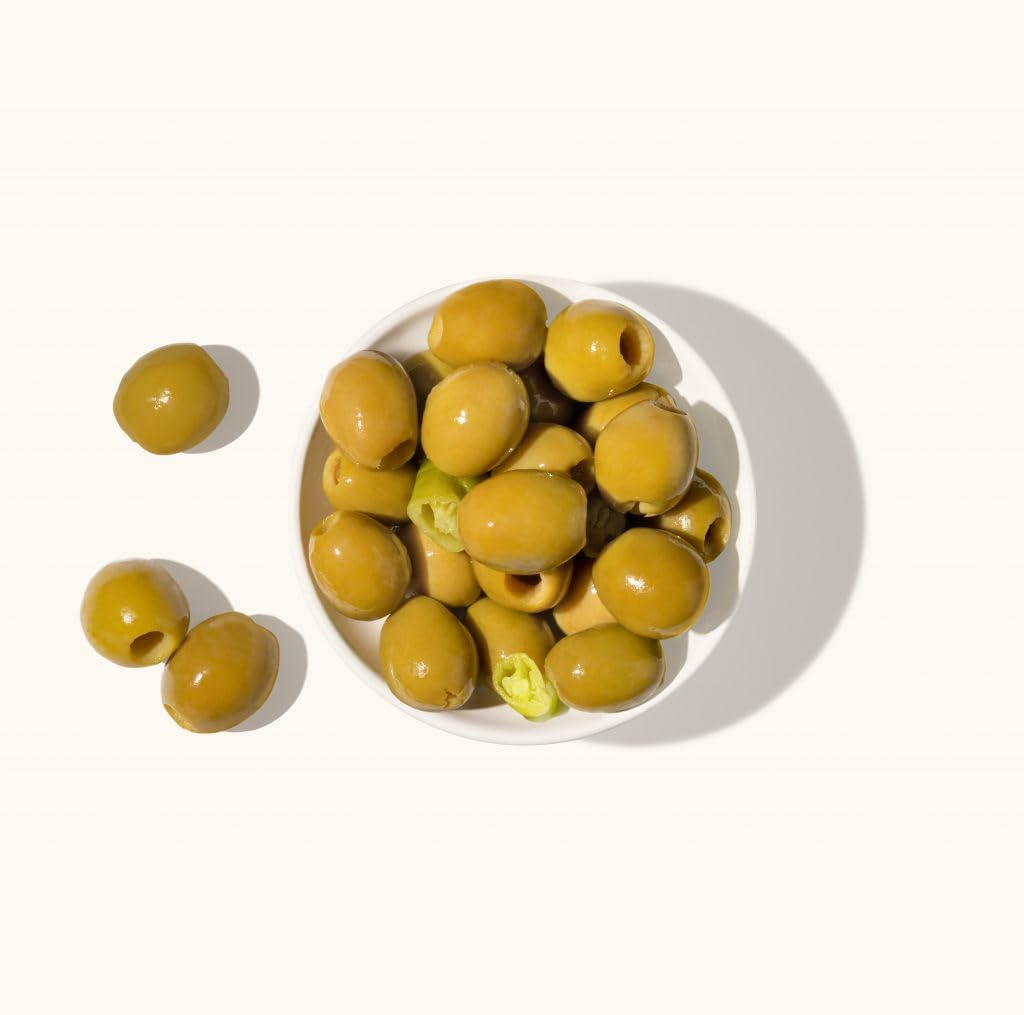 Brindisa Perello Gordal olives close-up showing large glossy fruit for tasting