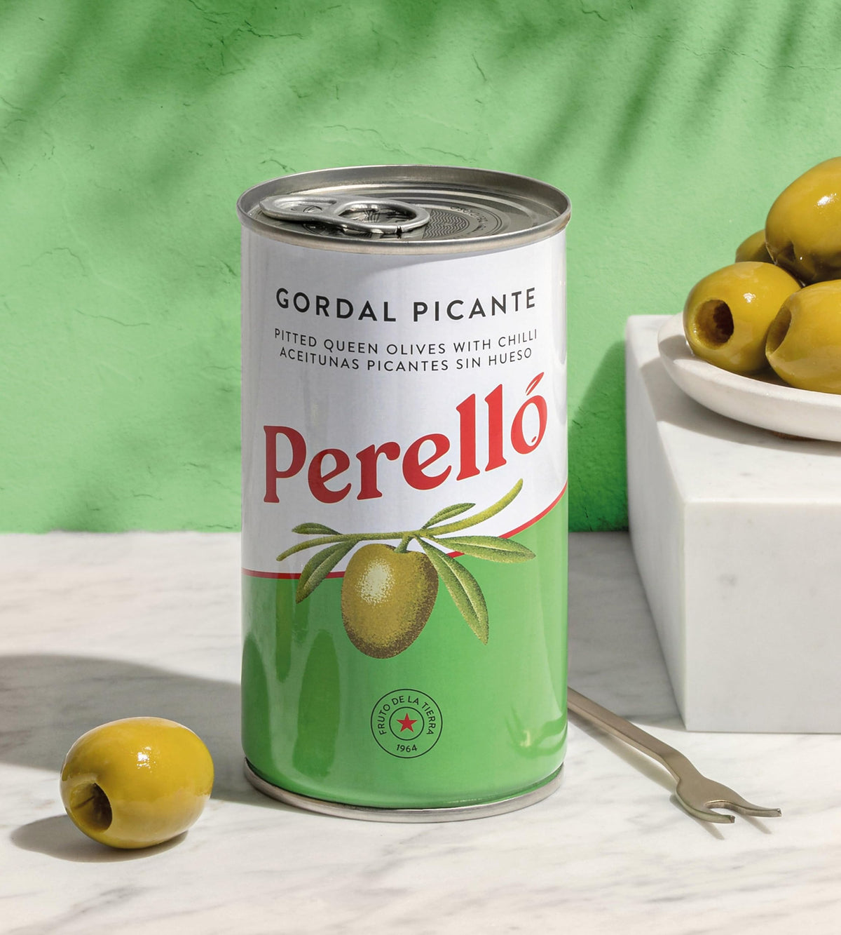 Brindisa Perello Gordal olives jar open ready to serve