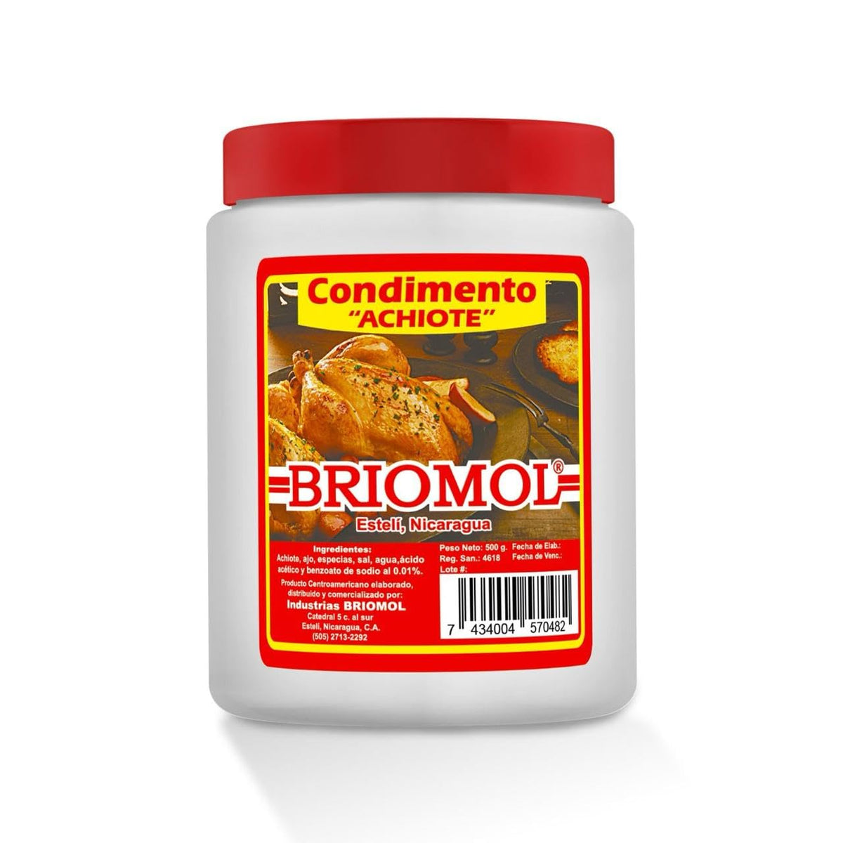 Briomol Achiote Nicaraguan bottle shows vibrant color for authentic dishes