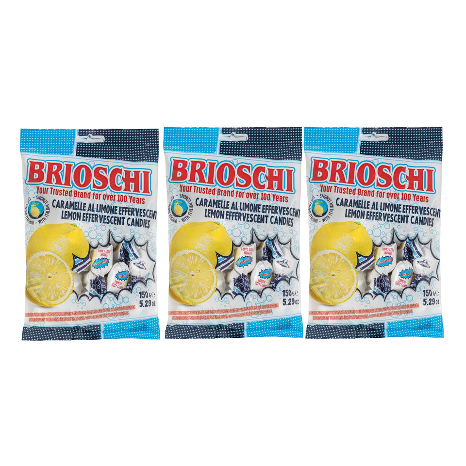 Brioschi lemon fizz candies pack-1: refreshing citrus after meals.