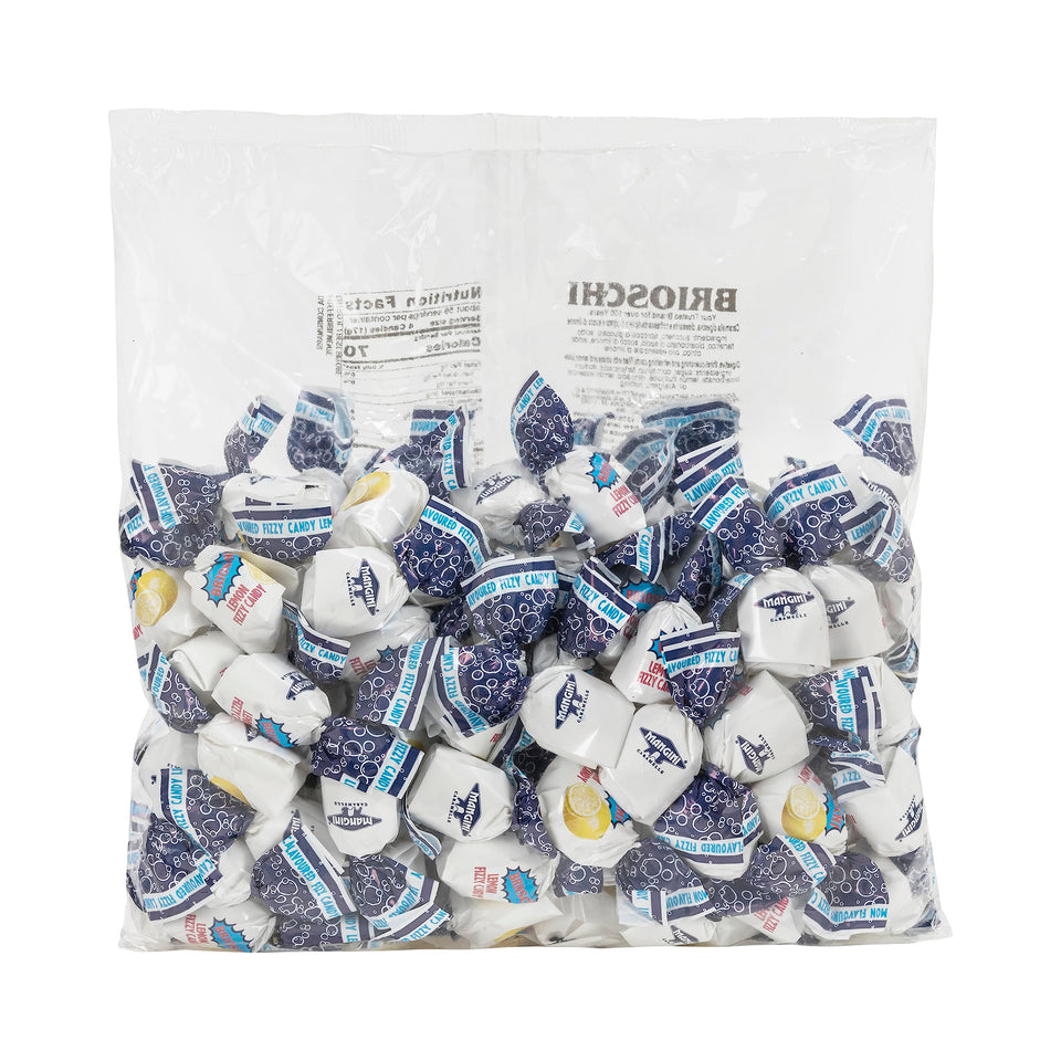 Brioschi lemon fizzy candies in package offering refreshing citrus flavor and light effervescence