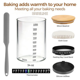 BRIRILINE Sourdough Jar funnel opening enables smooth transfer of starter.