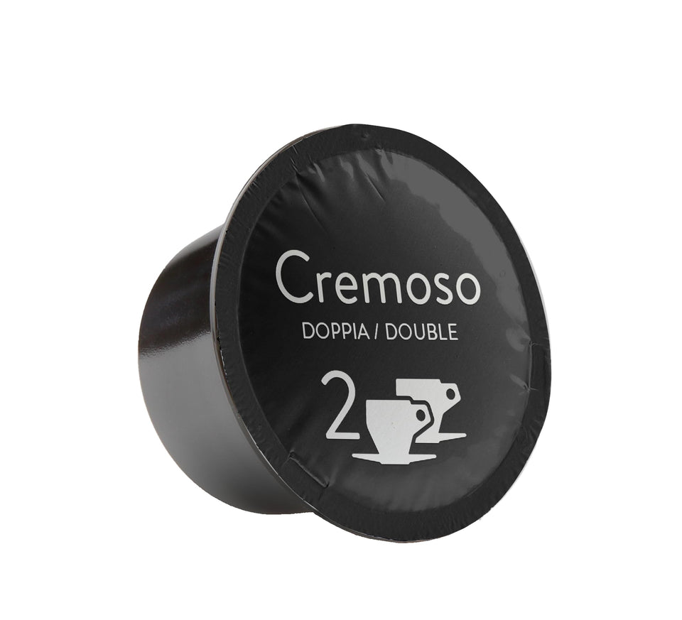 Bristot Cremoso pack-shot shows capsules ready for Lavazza Blue machines with bold flavor