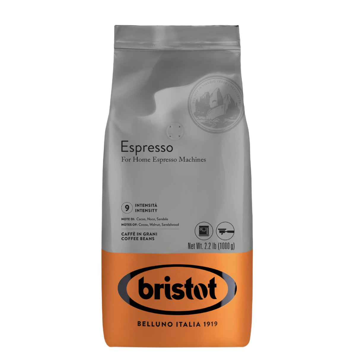 Bristot Espresso Beans medium roast bag: authentic Italian espresso at home