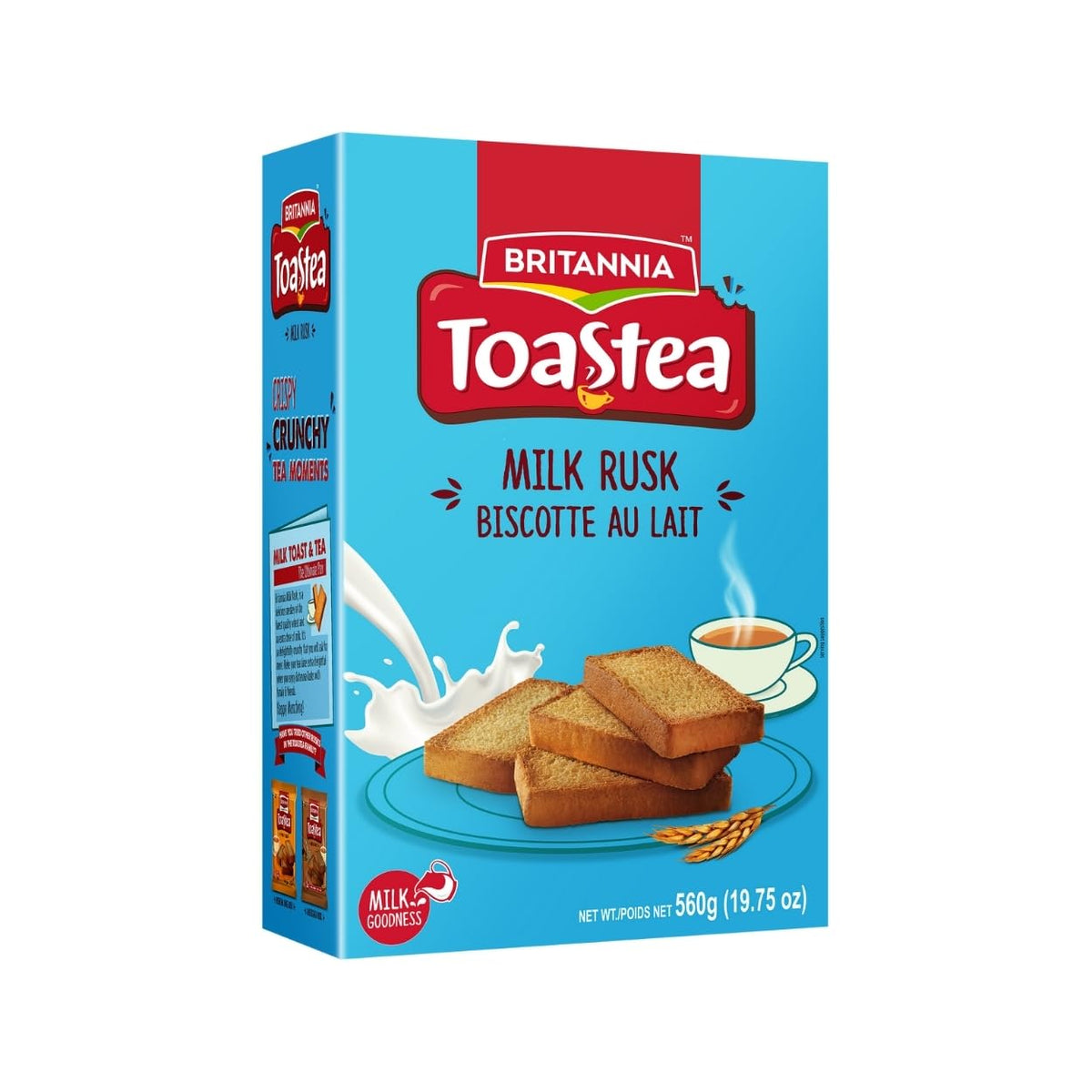 BRITANNIA Toastea Milk Rusk pack, ideal for a quick breakfast with tea.