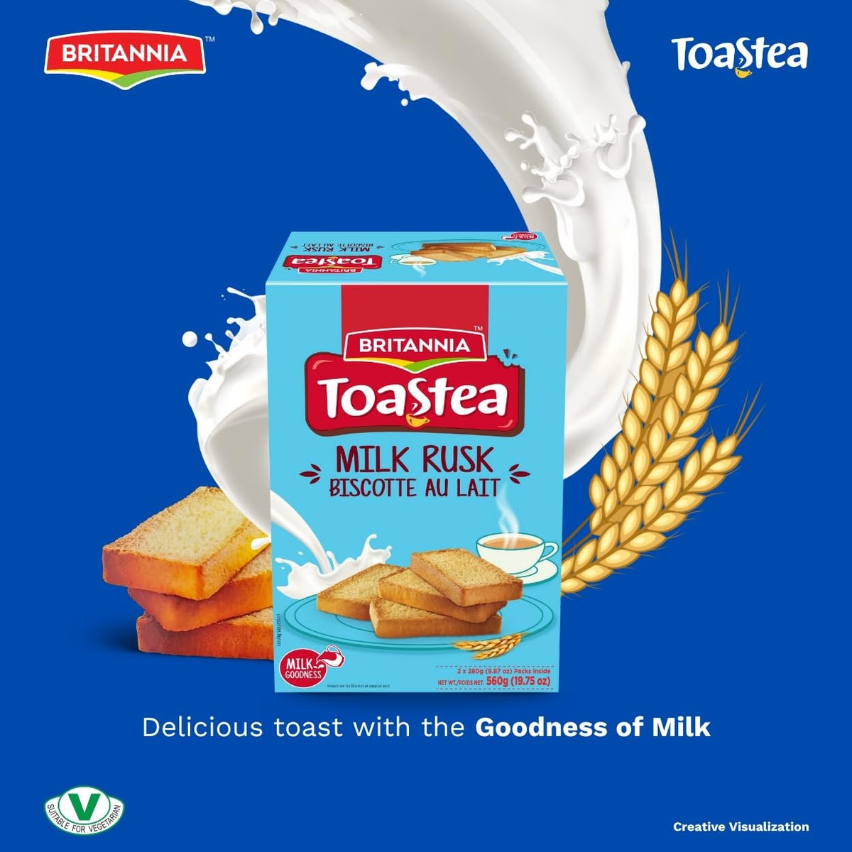 BRITANNIA Toastea Milk Rusk tea-time-snack, a satisfying munch between meals.
