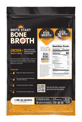 Brite Start gel showing 20g protein and 16g collagen per serving