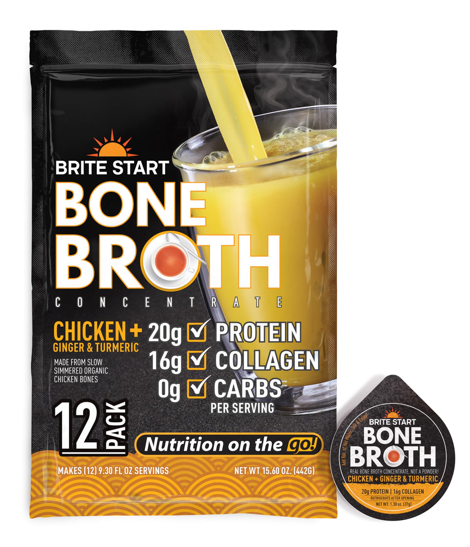Brite Start ginger-turmeric gel packet ready for a warm savory sip
