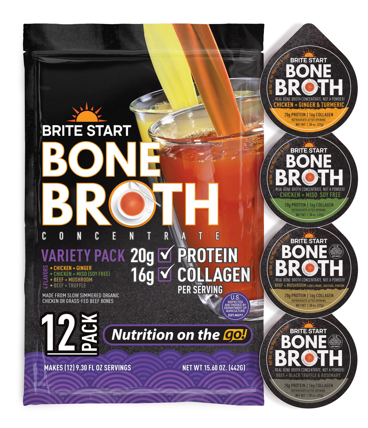 Brite Start Original Beef gel packet ready for a hot, comforting broth