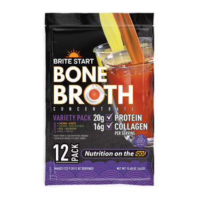 Brite Start variety pack front view showcasing four flavors for savory protein variety