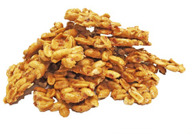 Brittle Brothers Bacon Peanut Brittle on plate — ready-to-share snack at gatherings.