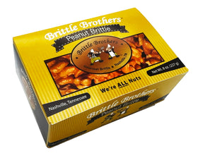 Brittle Brothers peanut brittle gift box front, ideal for gifting on special occasions.