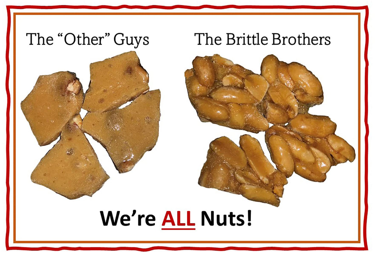 Close-up of peanuts and milk chocolate on Brittle Brothers brittle.