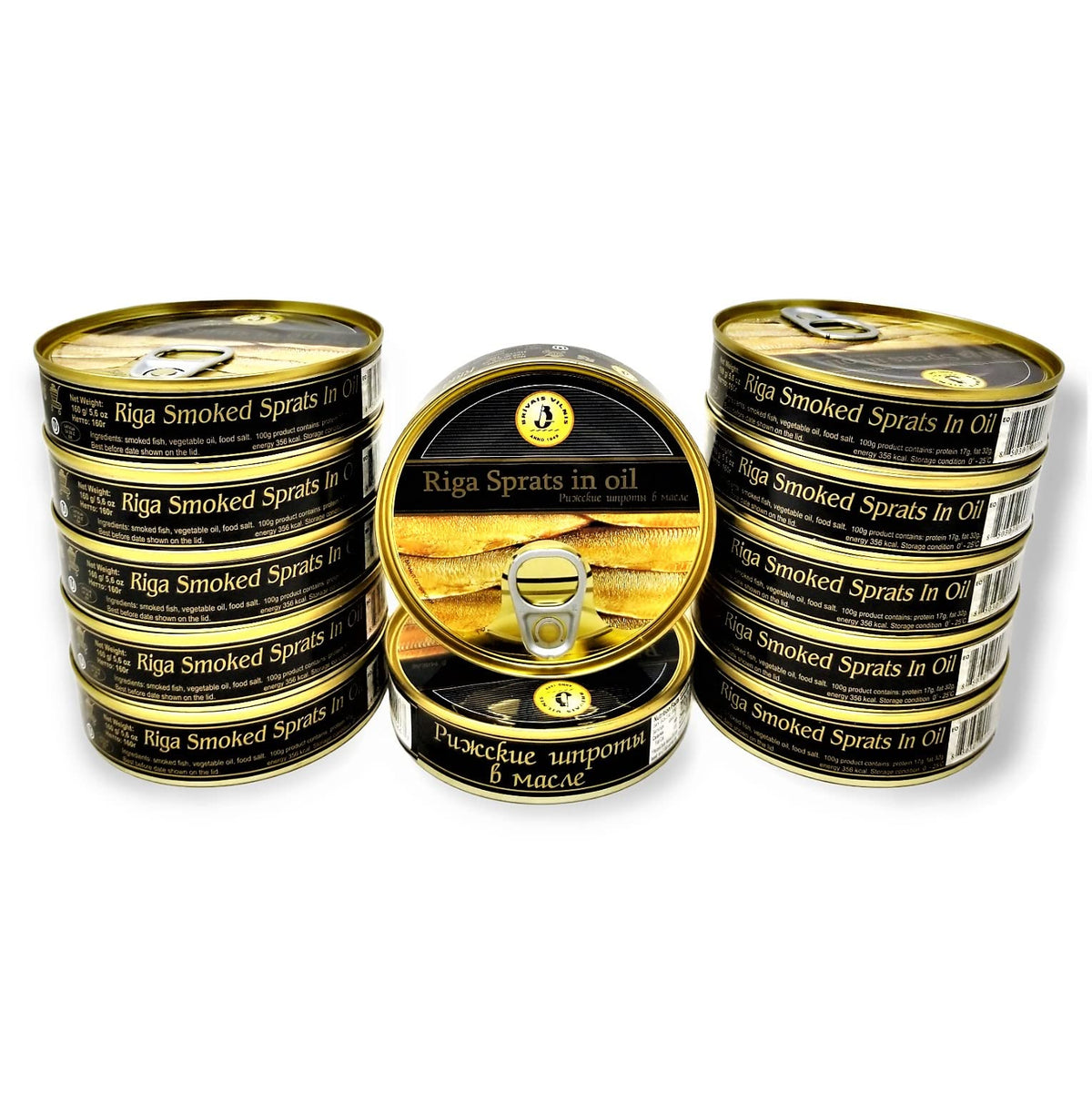 Brivais Vilnis Riga smoked sprats in oil packshot — omega-3 rich Baltic seafood ready to enjoy