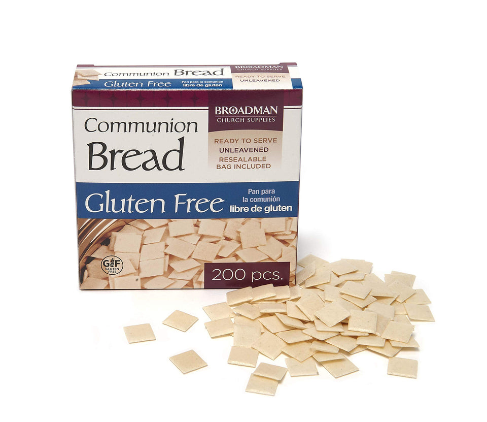 Broadman Communion Bread gluten-free 200-count pack neatly stacked for easy use.