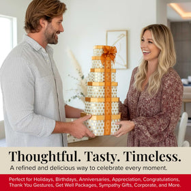 Broadway Basketeers Gourmet Snacks Assortment highlights a balanced sweet and savory selection.