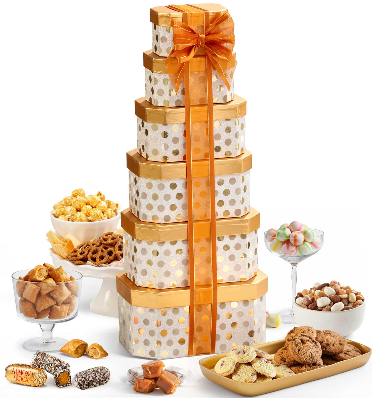 Broadway Basketeers Mother's Day Basket shows premium snacks for heartfelt celebrations.