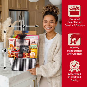 Broadway Basketeers Mother's Day kosher certification label, assuring quality and freshness for gift recipients.