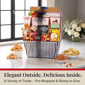 Broadway Basketeers Mother's Day snack basket compact packaging, easy to wrap and gift.