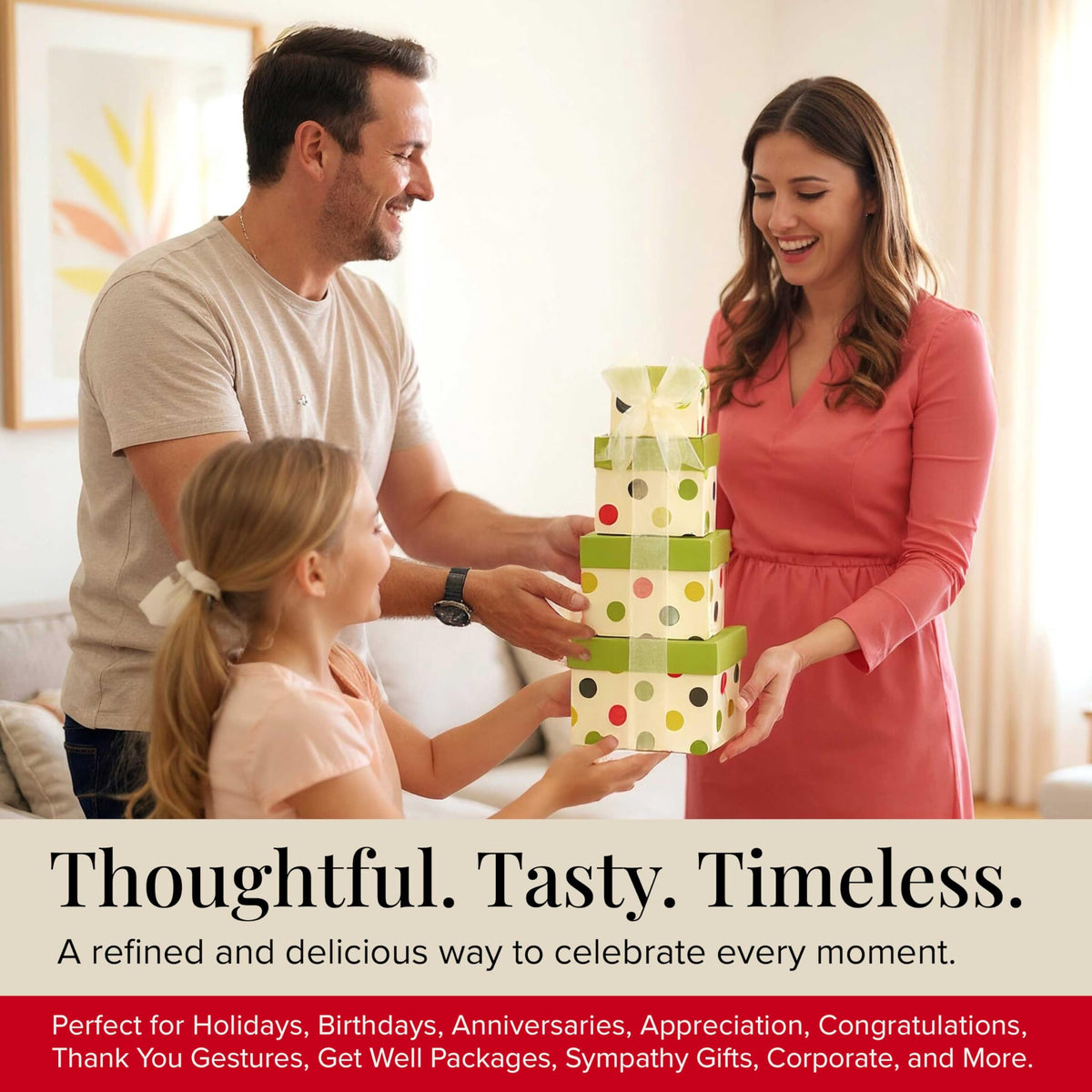 Broadway Basketeers Mother's Day Tower packaging shown, ideal for convenient gifting