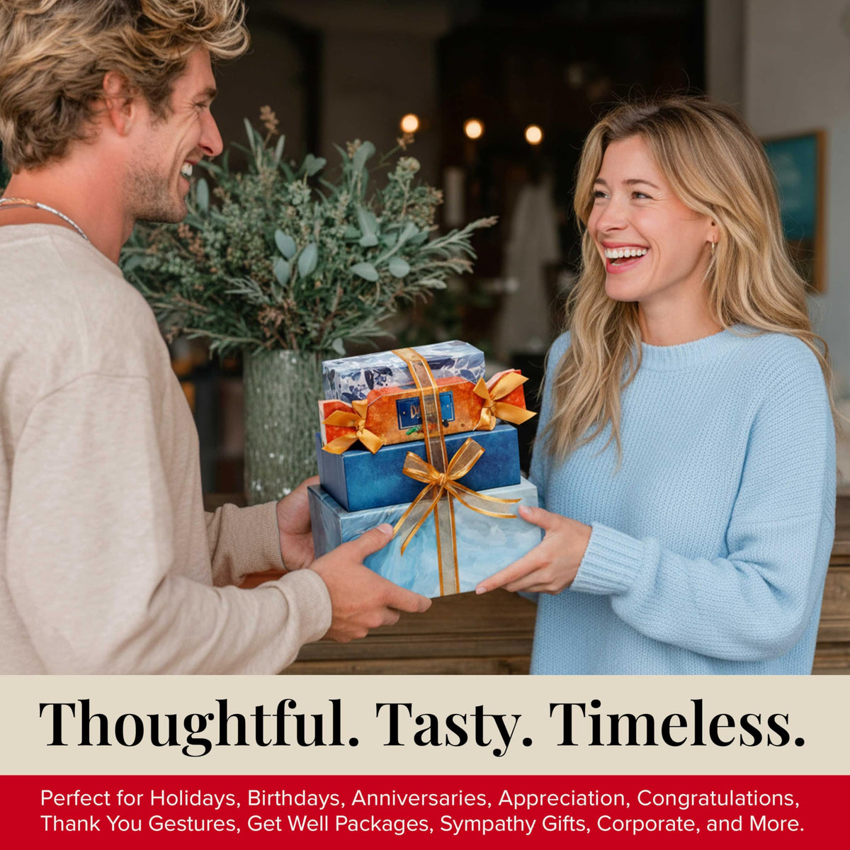 Broadway Basketeers snack tower unboxed, inviting sharing and celebrations.