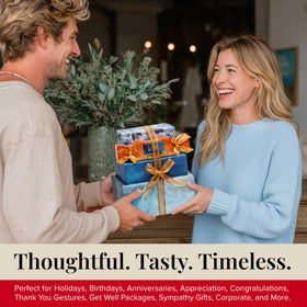 Broadway Basketeers snack tower unboxed, inviting sharing and celebrations.