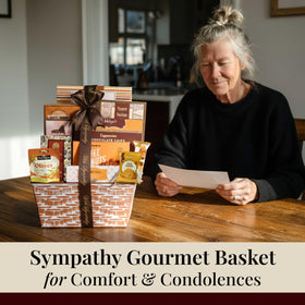 Close-up of Broadway Basketeers deluxe snacks and treats, premium kosher selection for bereavement gatherings