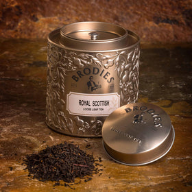 Brodies loose leaf black tea 3-5oz; fresh, versatile daily brew.