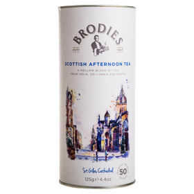 Brodies Tea canister with 50 bags for daily Scottish afternoon tea rituals
