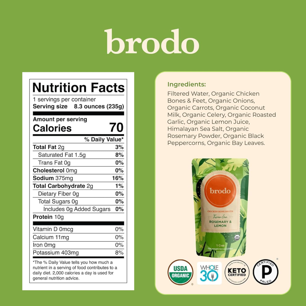 Brodo variety pack close-up flavors for easy meal inspiration.