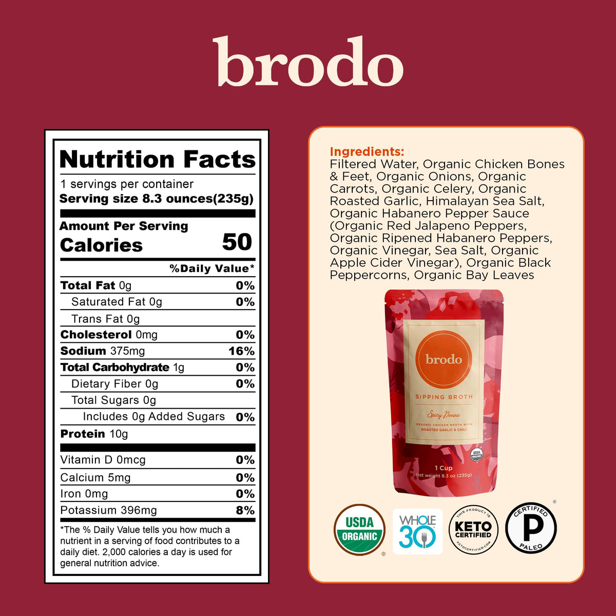 Brodo spicy Nonna pouch for bold flavor.