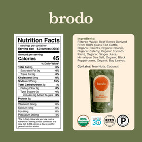 Brodo hearth bone broth bottle positioned for cooking and sipping.