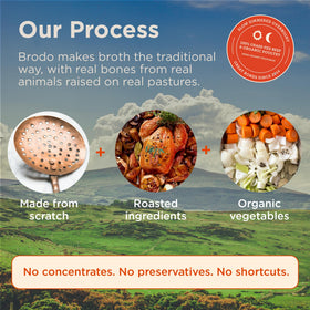 Brodo pouch opened reveals rich color and inviting aroma.
