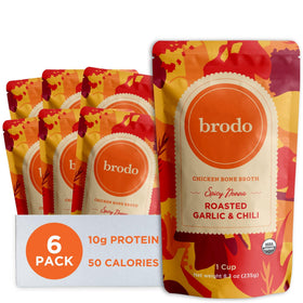 Brodo Spicy Nonna roasted garlic chili chicken broth pouch ready for a comforting cup