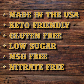 Bronco Billy's Beef Jerky 1lb resealable bag—keeps freshness between bites.