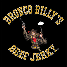 Bronco Billy's Flaming Hot beef jerky packaged bags stack conveys bulk value for families