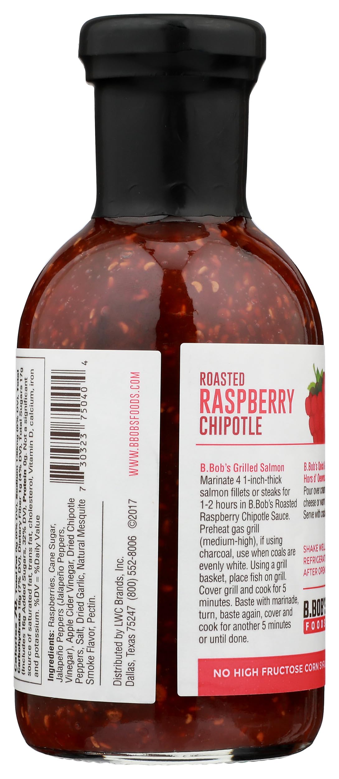 Bronco Bob's Roasted Raspberry Chipotle Sauce jar with glossy label ready to dip