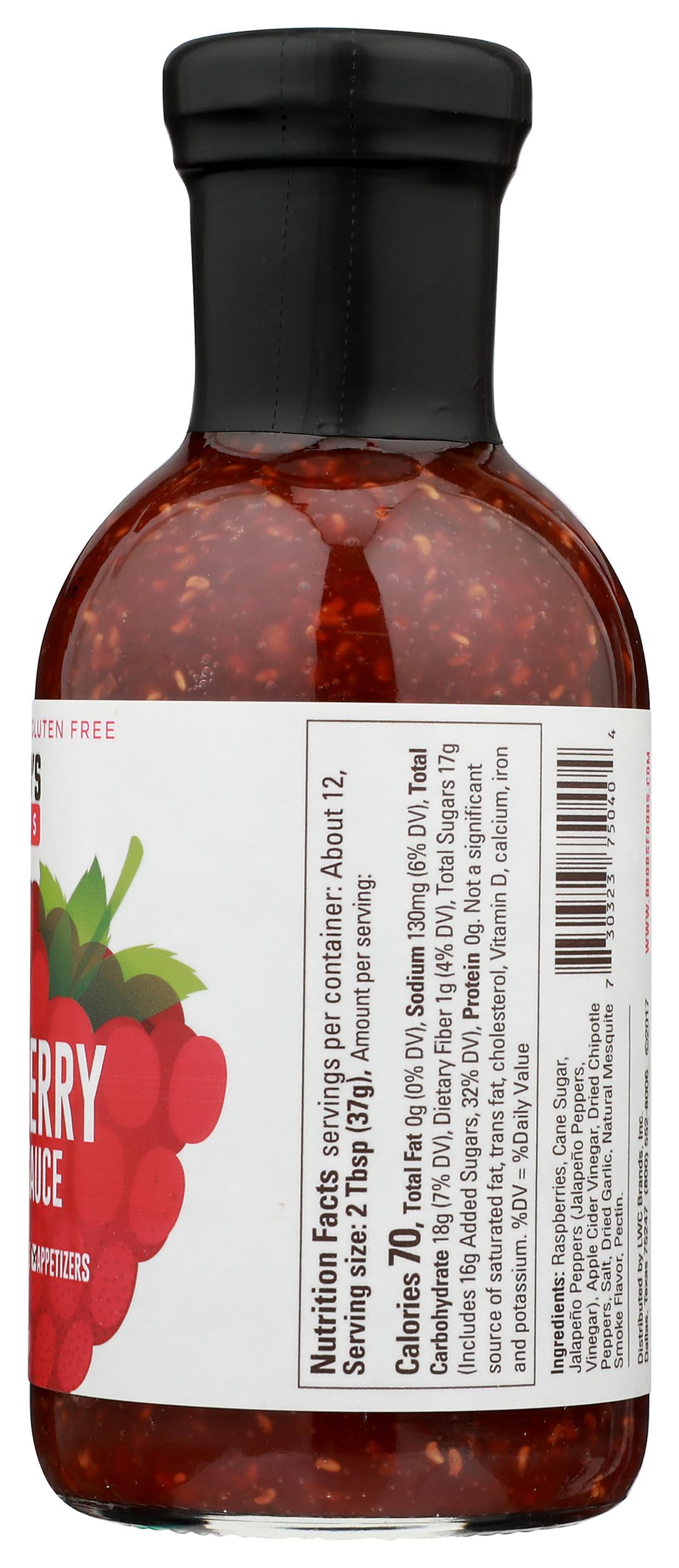 Bronco Bob's Roasted Raspberry Chipotle Sauce label closeup
