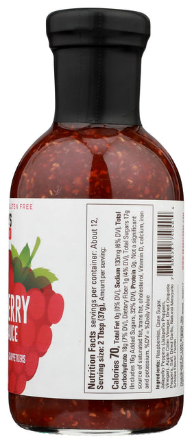 Bronco Bob's Roasted Raspberry Chipotle Sauce label closeup