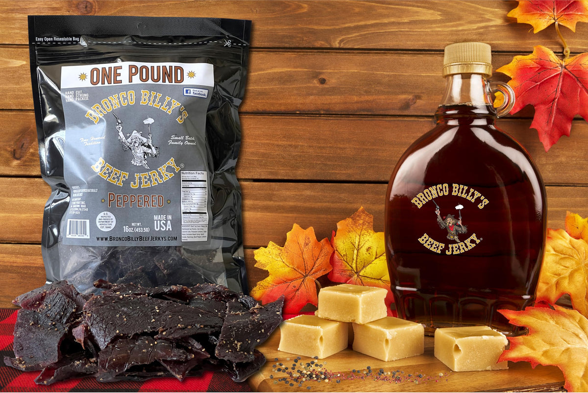 Bronco Billy's jerky close-up slice reveals tender texture and bold flavor.